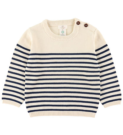 Copenhagen Colors Blússa - Prjónað - Cream Dökkblátt Combi