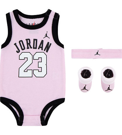 Jordan Geschenkbox - Krabbelschuhe/Haarband/Body ohne Ärmel - Pi