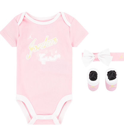 Jordan Geschenkbox - Krabbelschuhe/Mütze/Body k/ä - Rosa/Weiß