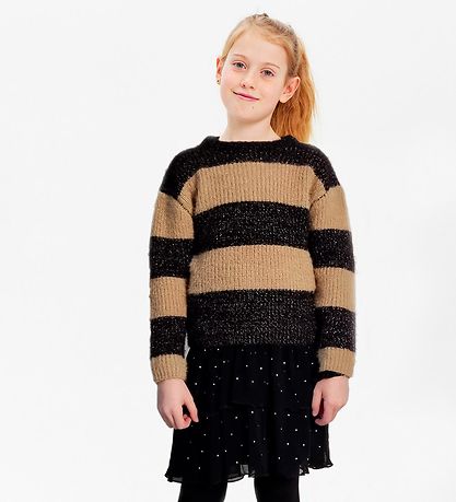 The New Tröja - Stickad - TnIsalina - Black Beauty/Beige m. Kopp