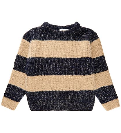 The New Tröja - Stickad - TnIsalina - Black Beauty/Beige m. Kopp