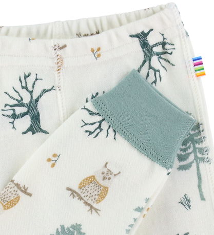 Joha Leggings - Wool/Bamboo - Offwhite w. Forest