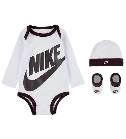 Nike Geschenkbox - Krabbelschuhe/Mütze/Body l/ä - Futura - Weiß 