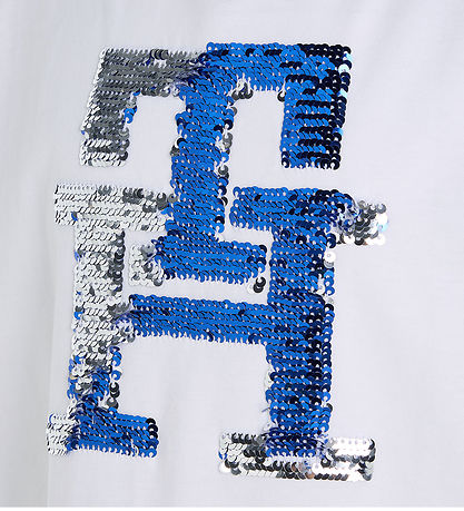 Tommy Hilfiger T-shirt - Monogram Sequins - White w. Sequins