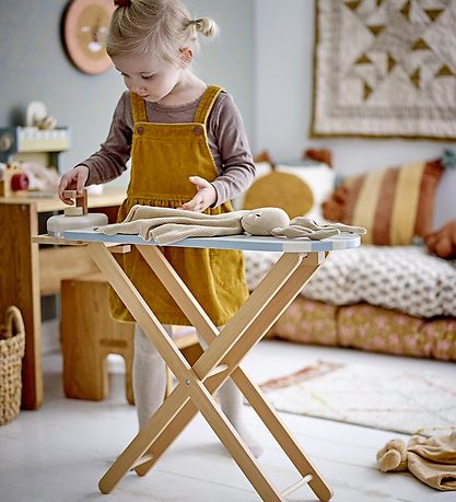 Bloomingville Mini Ironing board & iron - Wood - Sande - Blue