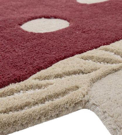 Bloomingville Mini Rug - Wool - 90x85 cm - Mushroom - Red