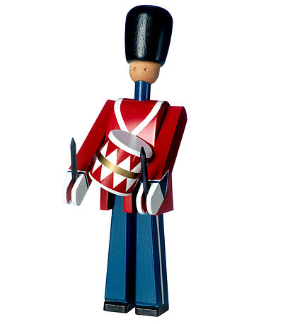 Kay Bojesen Houten figuur - Drummer - 21 cm - Klein - Rood/Blauw