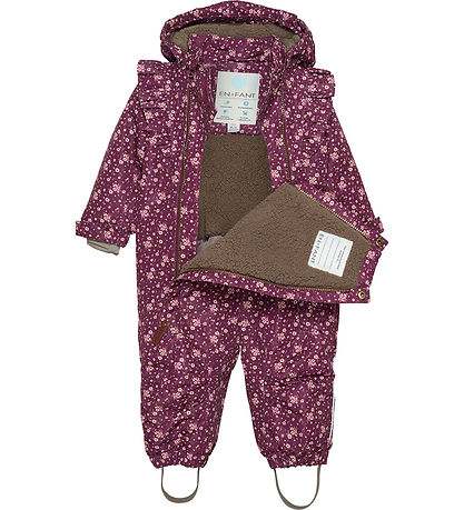 En Fant Snowsuit - Fig w. Flowers