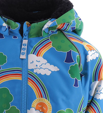 Smfolk Winter Coat - Ocean Blue w. Rainbow landscape