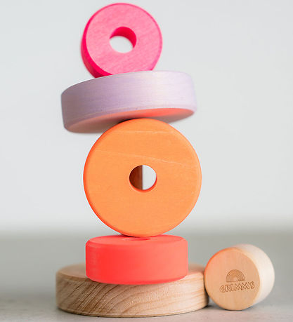 Grimms Stacking Tower - Wood - Little - Neon Pink