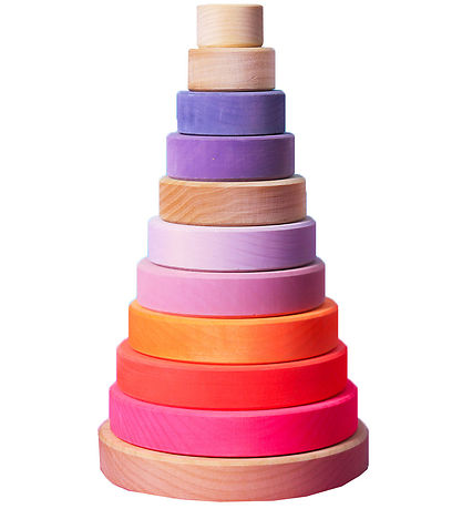 Grimms Stacking Tower - Wood - Large - Neon Pink