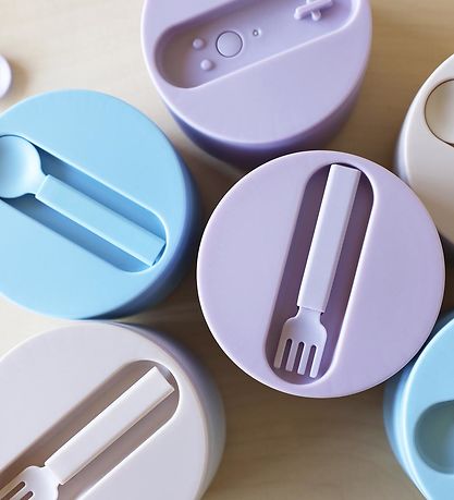 Design Letters Lunchbox w. Fork - Thermal - Large - Light Blue