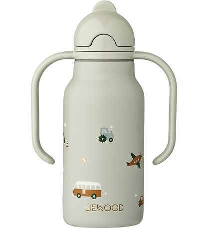 Liewood Water Bottle - Kimmie - Vehicles/Dove Blue