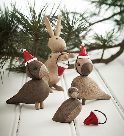 Kay Bojesen Holzfigur - Weihnachtsmütze - 6 cm - Klein - Rot/Wei