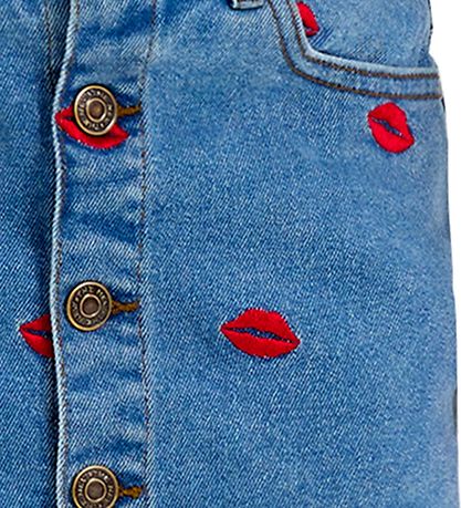 The New Skirt - Denim - TnLips - Medium+ Blue/Red w. Lips