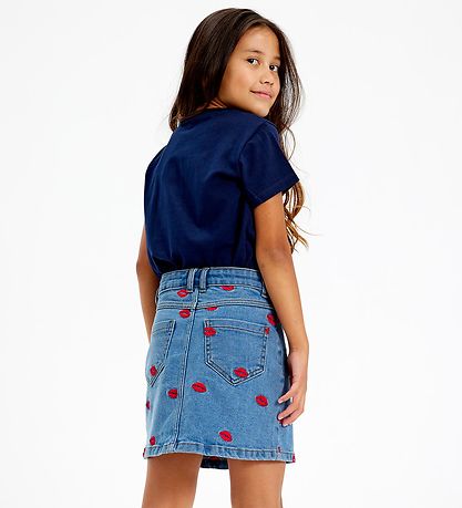 The New Skirt - Denim - TnLips - Medium+ Blue/Red w. Lips