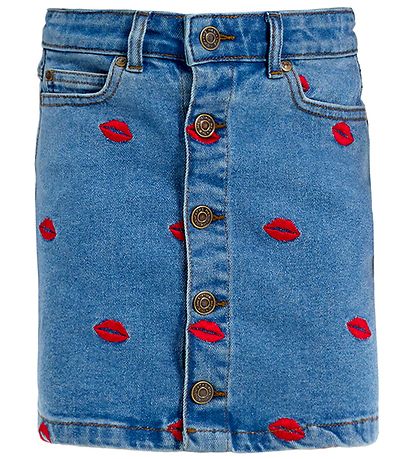 The New Skirt - Denim - TnLips - Medium+ Blue/Red w. Lips