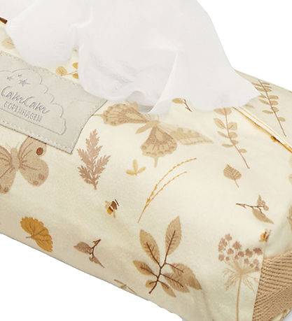 Cam Cam Wet Wipes Cover - Beige w. Leaves/Butterflies