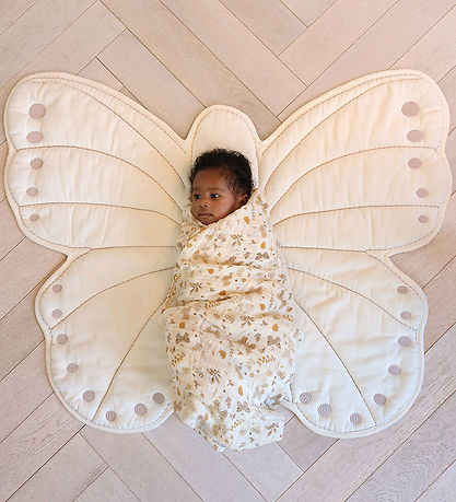 Cam Cam Baby Swaddle - 120x120 cm - Beige w. Leaves/Butterflies