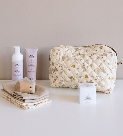 Cam Cam Toiletry Bag - Large - Beige w. Leaves/Butterflies