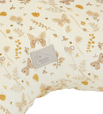 Cam Cam Nursing Pillow Case - Beige w. Leaves/Butterflies