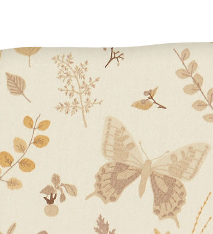 Cam Cam Bed Sheet - 60x120x15 cm - Beige w. Leaves/Butterflies