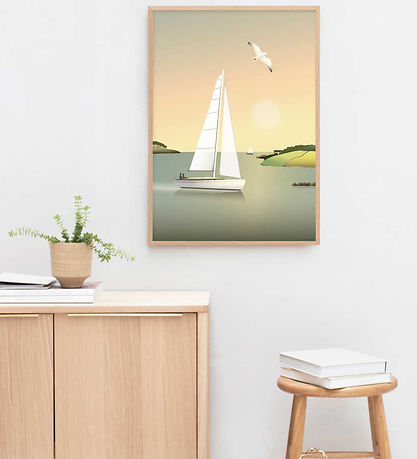 Vissevasse Veggspjald - 30x40 cm - Sailboat