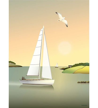 Vissevasse Veggspjald - 30x40 cm - Sailboat