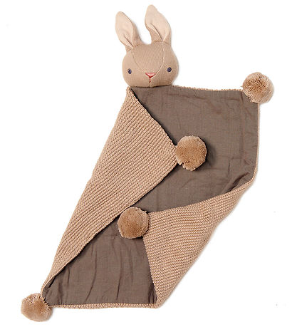 ThreadBear Gift Set - Brown Rabbit rattle and Comfort Blanket