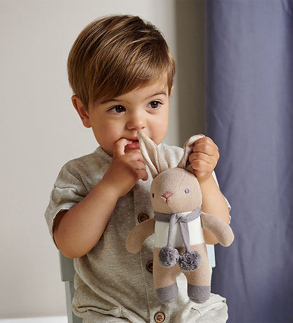 ThreadBear Gift Set - Brown Rabbit rattle and Comfort Blanket