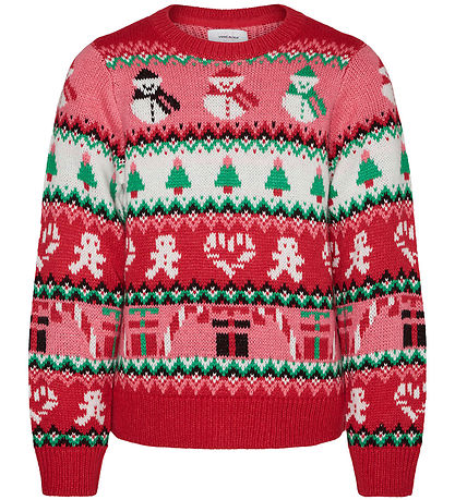 Vero Moda Girl Genser - Strikk - VmXmasMix - kinesisk rød/hvit. 