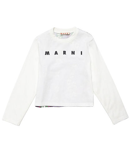 Marni Blússa - Hvítt/Grænt/Fjólublátt M. Blóm
