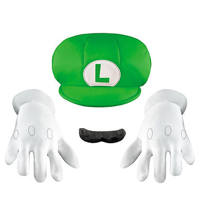 Disguise Costume - Luigi Hat w. Mustache & Gloves