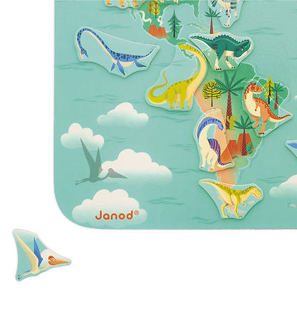 Janod Jigsaw Puzzle - 50 Bricks - Magnetic Dino World Map