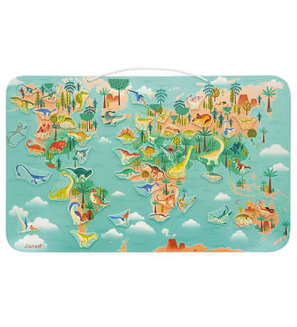 Janod Jigsaw Puzzle - 50 Bricks - Magnetic Dino World Map