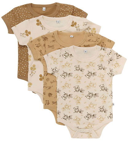 Pippi Baby Bodysuit k/æ - 4-Pack - Whitecap Grey