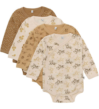 Pippi BabySla-om Bodysuits L/æ - 4-Pack - Whitecap Grey