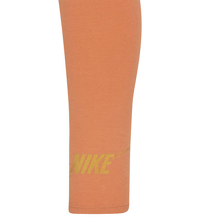 Nike Set - Leggings/Cardigan - Amber Brown/Off White m. Guld