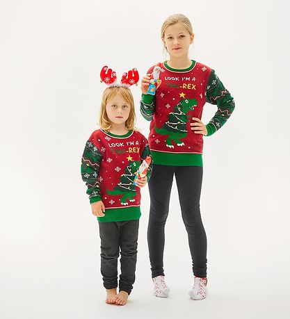 Jule-Sweaters Bluse m. Hell - The Tree-REX Sweater - Rot/Grün