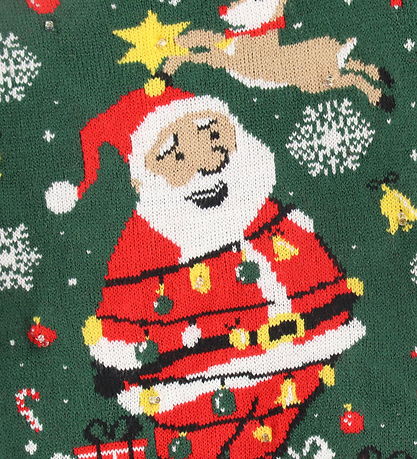 Jule-Sweaters Blouse m. Kaars - Santa Kerstster - Donkergroen