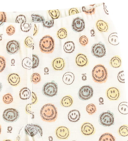 Katvig Leggings - Wool - White w. Smiley