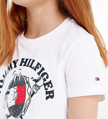 Tommy Hilfiger Stuttermabolur - Tommy Bagels - White