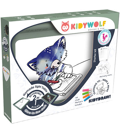 Kidywolf Teikniborð M. Ljós - KidyDraw-Pro - 2-I-1