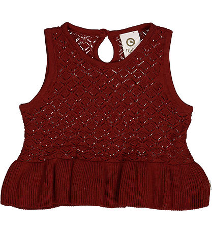 Müsli Waistcoat - Knit Scallop - Russet w. Pointelle