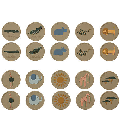 Liewood Memory Game - Easton - 20 Bricks - Safari/Oat Multi Mix