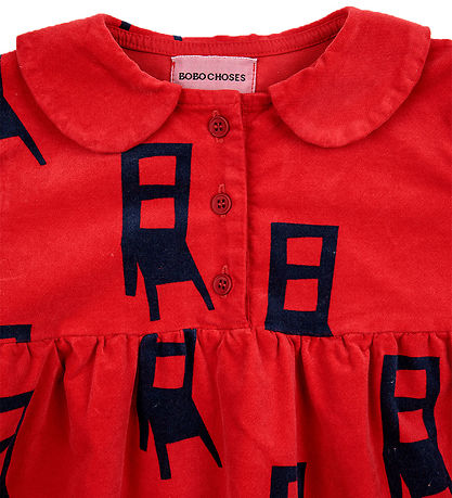 Bobo Choses kjóll - velúr - Fáðu þér sæti - Rautt