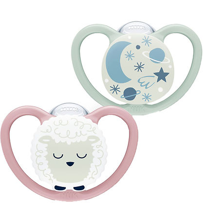 Nuk Schnuller - 2er-Pack - Space Night - Rosa/Grün