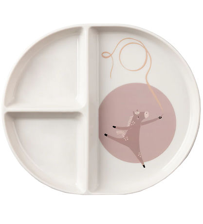 Sebra Plate w. 3 Rooms - Tastii Teeny Toes - White w. Print