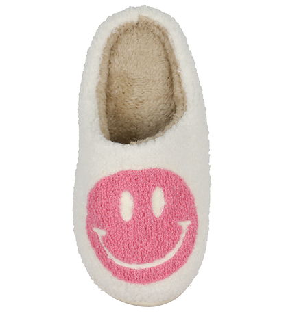 By Str Slippers - White/Pink w. Smiley