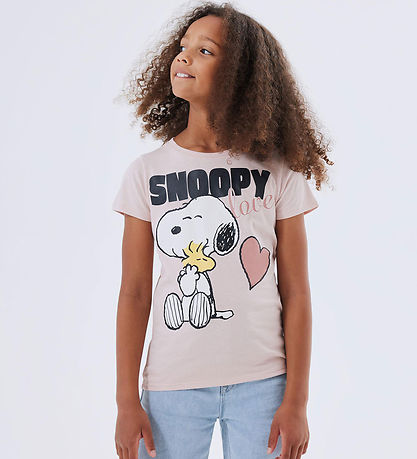 Name It T-shirt - Noos - Snoopy - NkfNanni - Sepia Rose m. Tryck